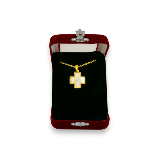 Σταυρός Λαιμού Ατσάλινος Λευκό Φίλντισι Γωνίες