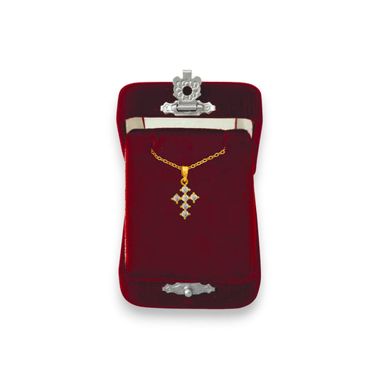 Σταυρός Λαιμού Ατσάλινος Διάφανες Πέτρες Χρυσός - 2 Χρώματα