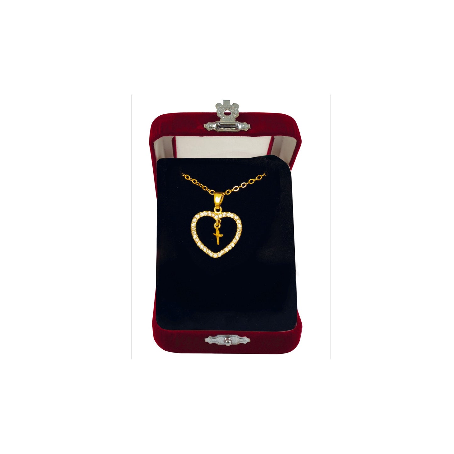 Σταυρός Λαιμού Ατσάλινος Καρδιά Χρυσός Πέτρες