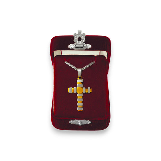 Σταυρός Λαιμού Ατσάλινος Ανάγλυφος - 2 Χρώματα