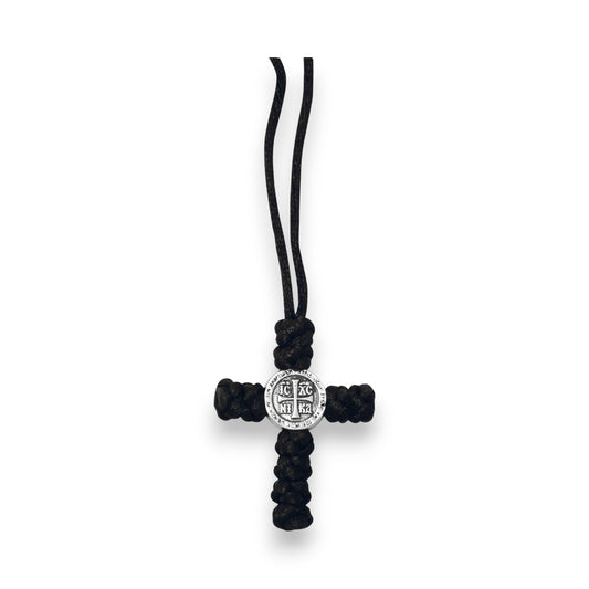 Χειροποίητος Σταυρός Λαιμού με Μέταλλο – Κομποσχοίνι