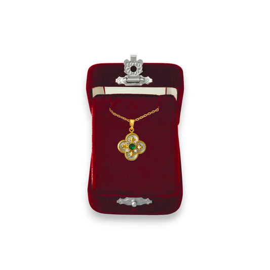 Σταυρός Λαιμού Φίλντισι Πέτρα - 2 Χρώματα