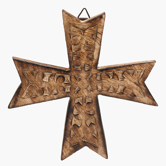 Σταυρός Ξύλινος Σκαλιστός 15×15 cm — Χειροποίητος