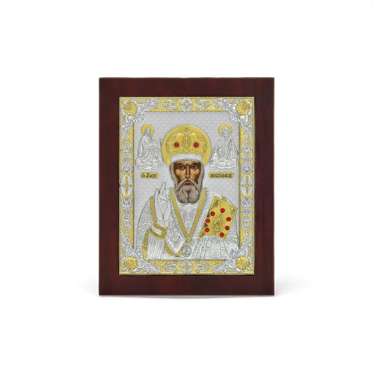 Άγιος Νικόλαος – Ασημένια Εικόνα Τετράγωνη
