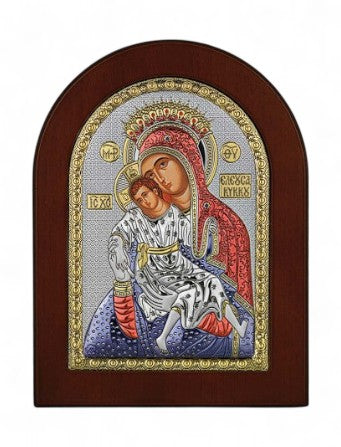 Παναγία του Κύκκου  - Ασημένια Εικόνα Οβάλ Σμάλτο