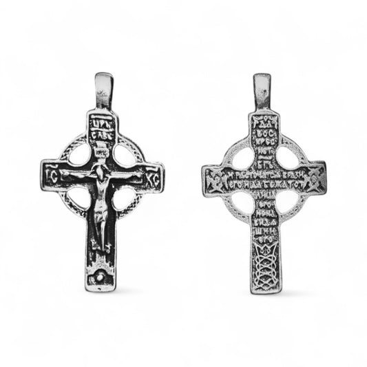 Επάργυρος Κρεμαστός Σταυρός Λαιμού Εσταυρωμένος / Χριστόγραμμα 3.3×1.8 cm