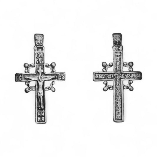 Επάργυρος Κρεμαστός Σταυρός Λαιμού Εσταυρωμένος / Χριστόγραμμα 3.8×2.1 cm