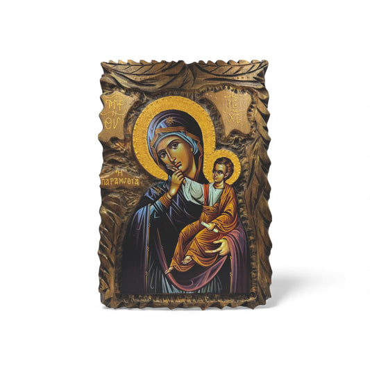 Εικόνα Παναγία Παραμυθία - Σκαλιστή Χειροποίητη