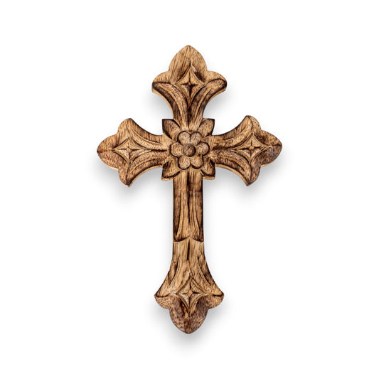 Σταυρός Ξύλινος Σκαλιστός 20×14 cm — Χειροποίητος