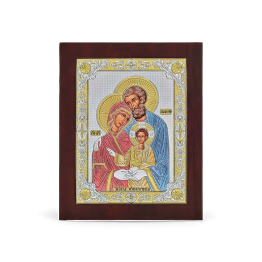 Αγία Οικογένεια – Ασημένια Εικόνα Τετράγωνη Σμάλτο