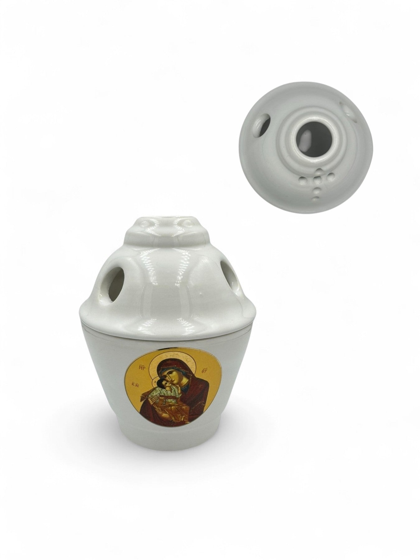 Καντήλι Πήλινο με απεικόνιση Παναγία Γλυκοφιλούσα  Μπλε - 6 Χρώματα