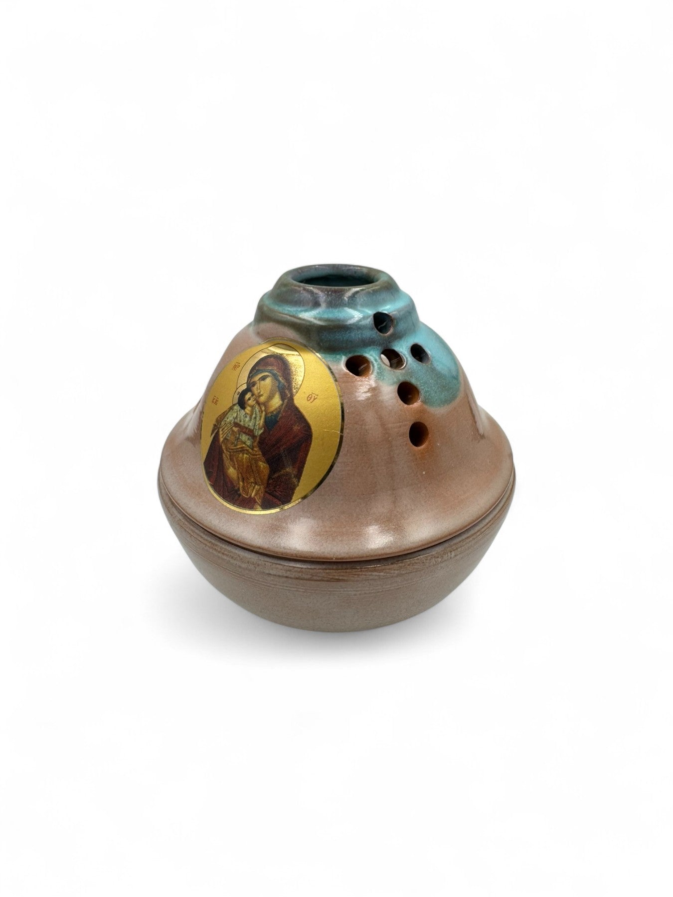 Καντήλι Πήλινο Μικρό Παναγία Γλυκοφιλούσα Καφέ- 6 Χρώματα