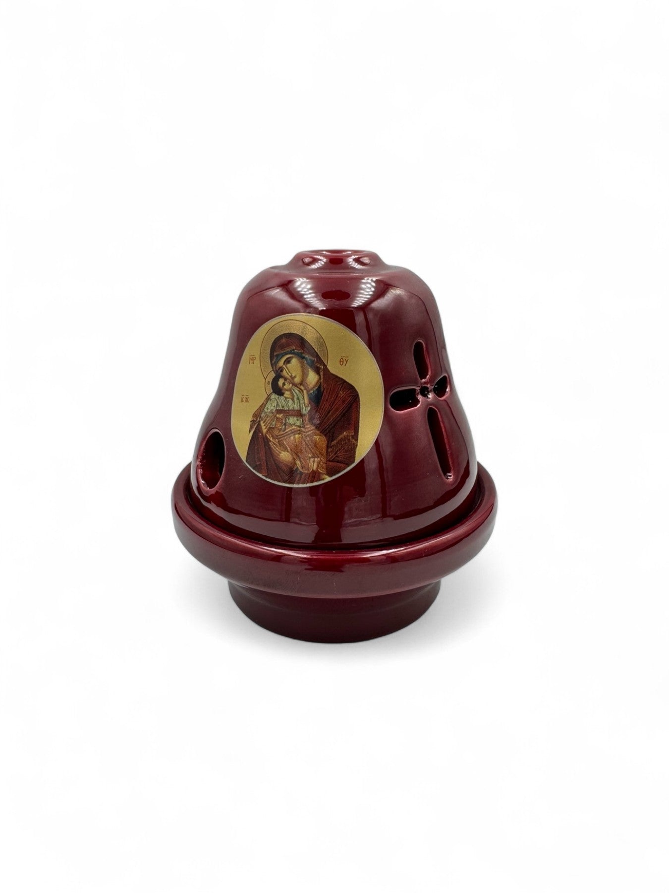 Καντήλι Πήλινο Καμπάνα Παναγία Γλυκοφιλούσα Άσπρο - 6 Χρώματα