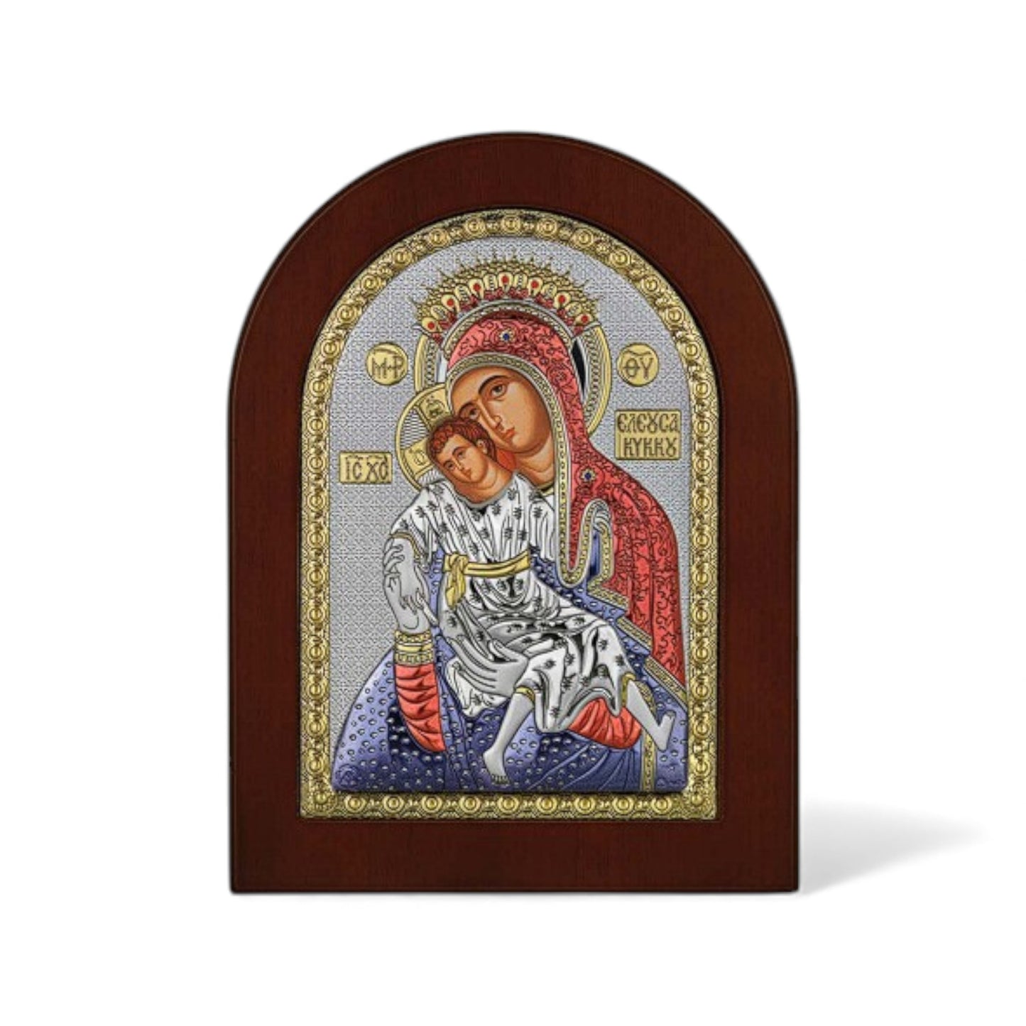 Παναγία του Κύκκου  - Ασημένια Εικόνα Οβάλ Σμάλτο