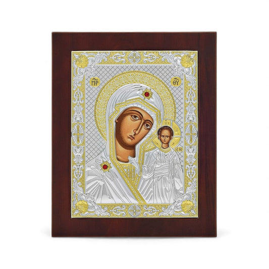 Παναγία Καζάν – Ασημένια Εικόνα Τετράγωνη