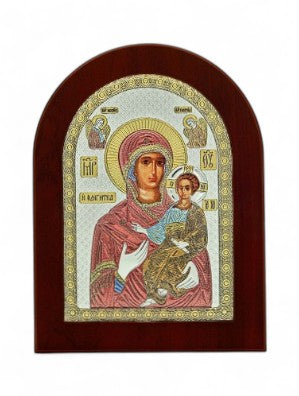 Παναγία η Οδηγήτρια - Ασημένια Εικόνα Οβάλ Σμάλτο