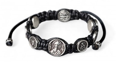 Βραχιόλι Μακραμέ με Επάργυρο Στοιχείο Αγίου Σπυρίδωνος