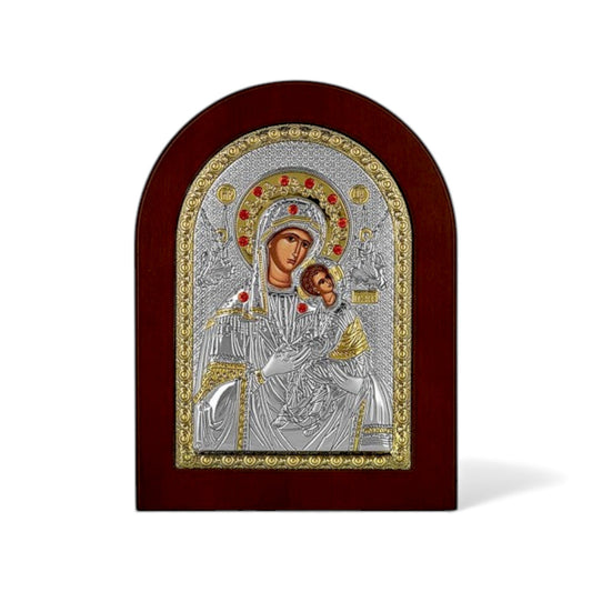 Παναγία η Αμόλυντος – Ασημένια Εικόνα Οβάλ