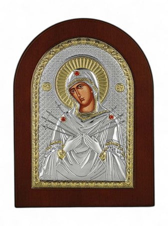 Παναγία η Επτάσπαθη  - Ασημένια Εικόνα Οβάλ