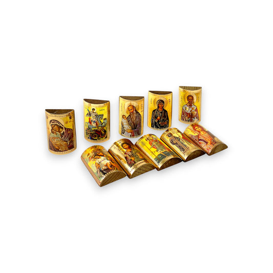 Ξύλινο Μαγνητάκι Με Αυτοκόλλητο – Σε 10 Αγίους