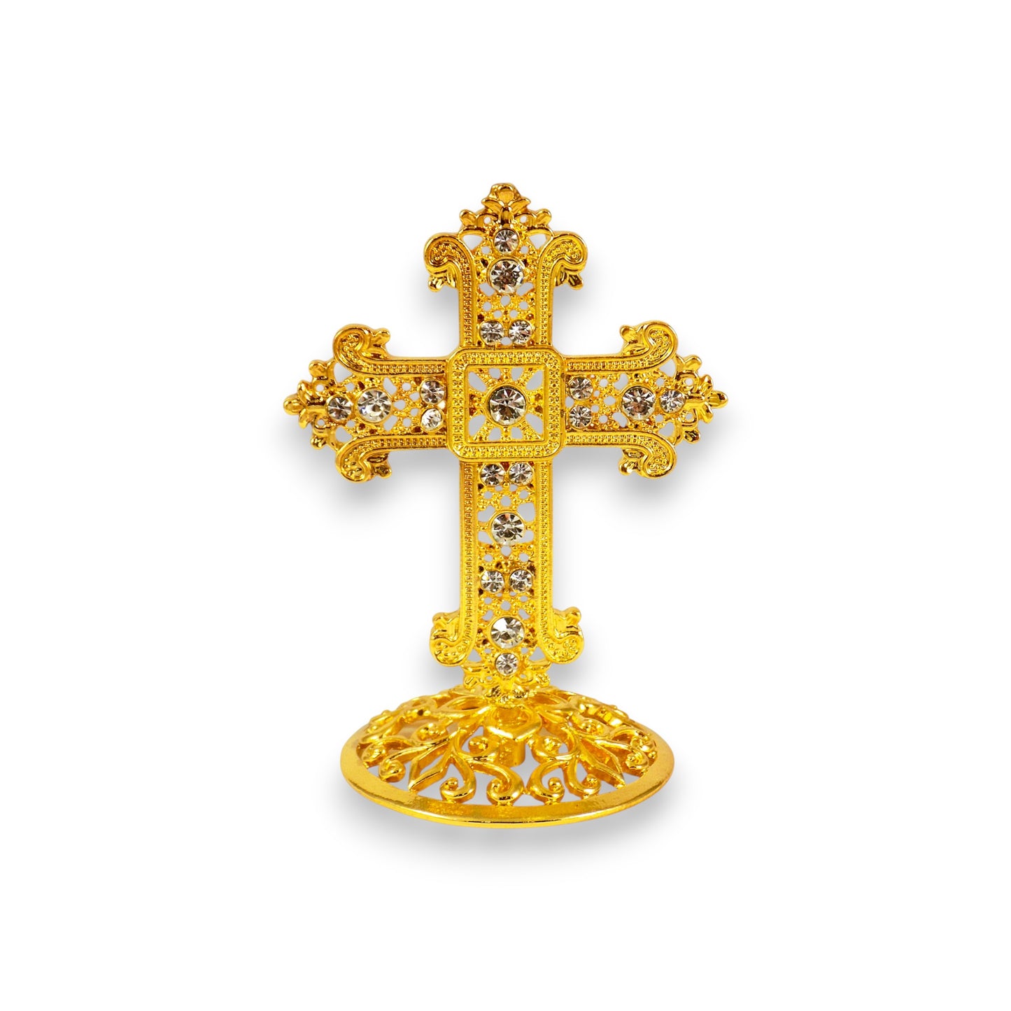 Μεταλλικός Επιτραπέζιος Σταυρός – 2 Χρώματα Τετράλοβος