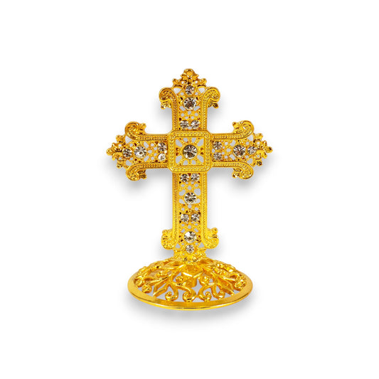 Μεταλλικός Επιτραπέζιος Σταυρός – 2 Χρώματα Τετράλοβος
