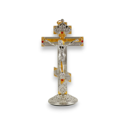 Μεταλλικός Επιτραπέζιος & κρεμαστός Σταυρός – Δίχρωμο