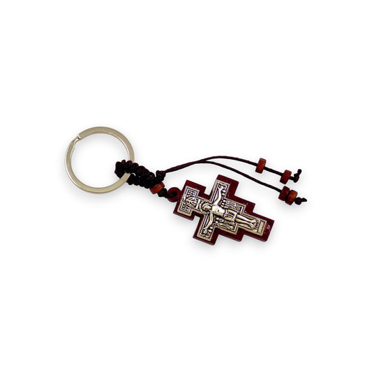 Μπρελόκ Ξύλικο Με Μεταλλικό Σταυρό