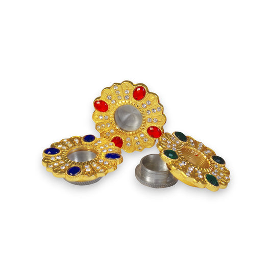 Μεταλλική Λειψανοθήκη Χρυσή – Χρωματιστές Πέτρες