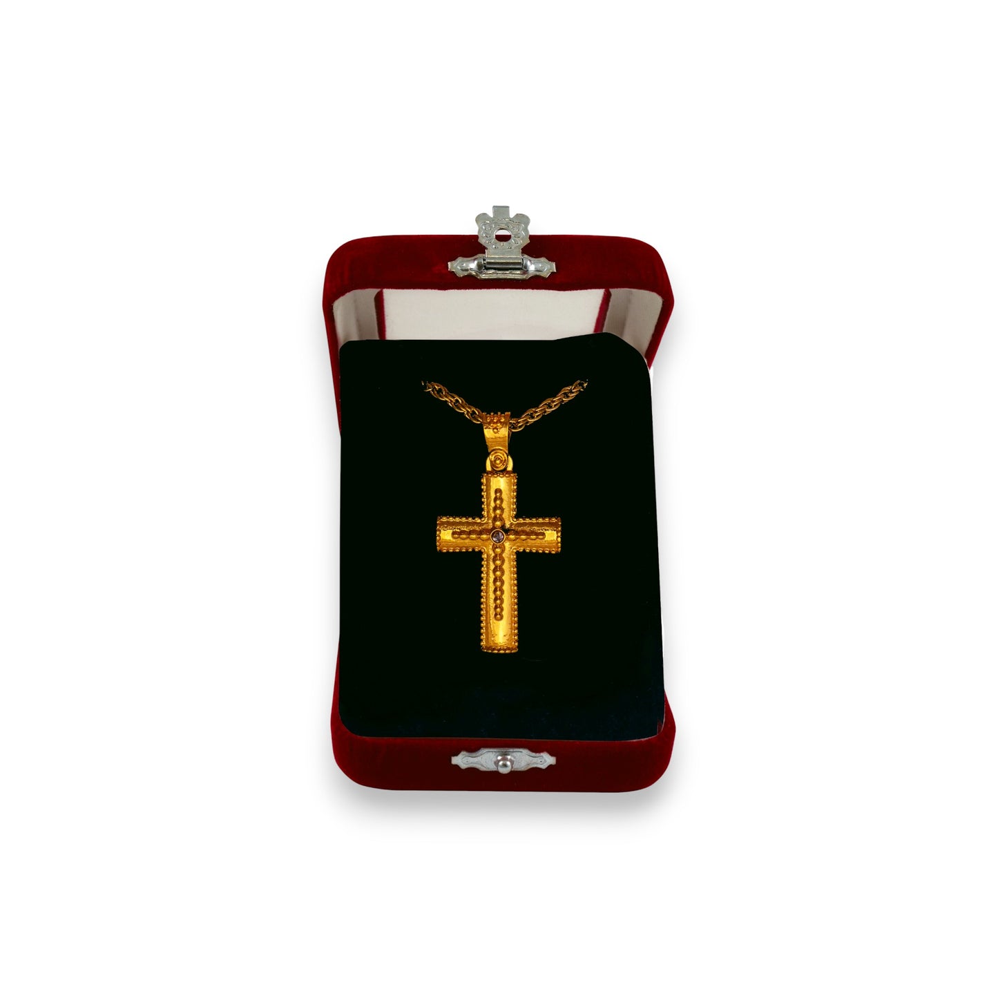 Σταυρός Λαιμού Ατσάλινος Τελείες - 2 Χρώματα