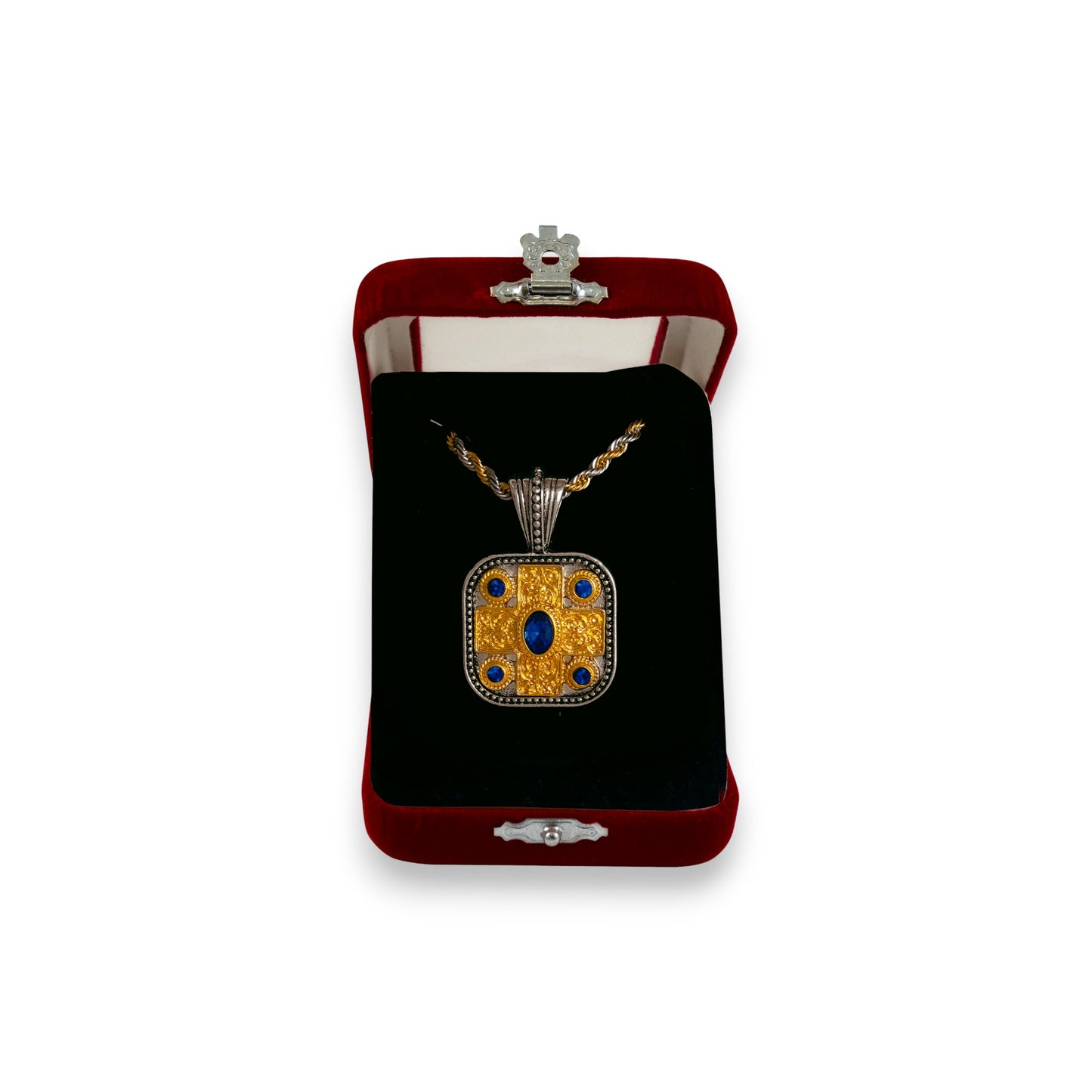 Μενταγιόν Λαιμού Ζάμακ Δίχρωμο Τετράγωνο - 2 Χρώματα