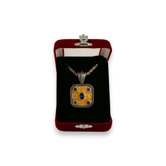 Μενταγιόν Λαιμού Ζάμακ Δίχρωμο Τετράγωνο - 2 Χρώματα