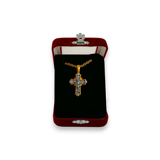 Σταυρός Λαιμού Ζάμακ Δίχρωμος - Εσταυρωμένος Μικρός