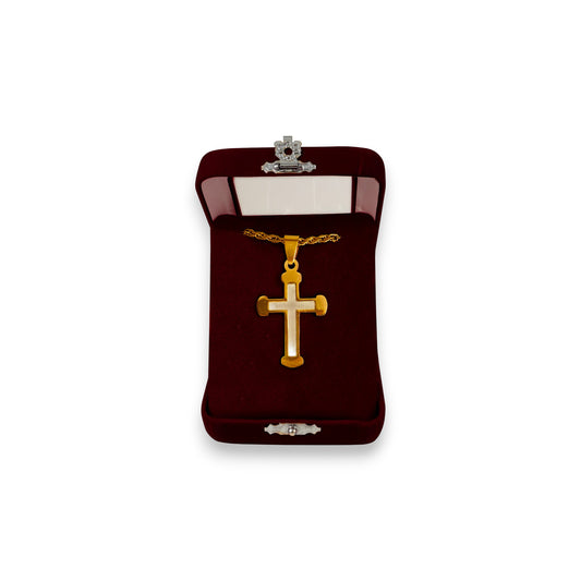 Σταυρός Λαιμού Ατσάλινος Χρυσός Φίλντισι