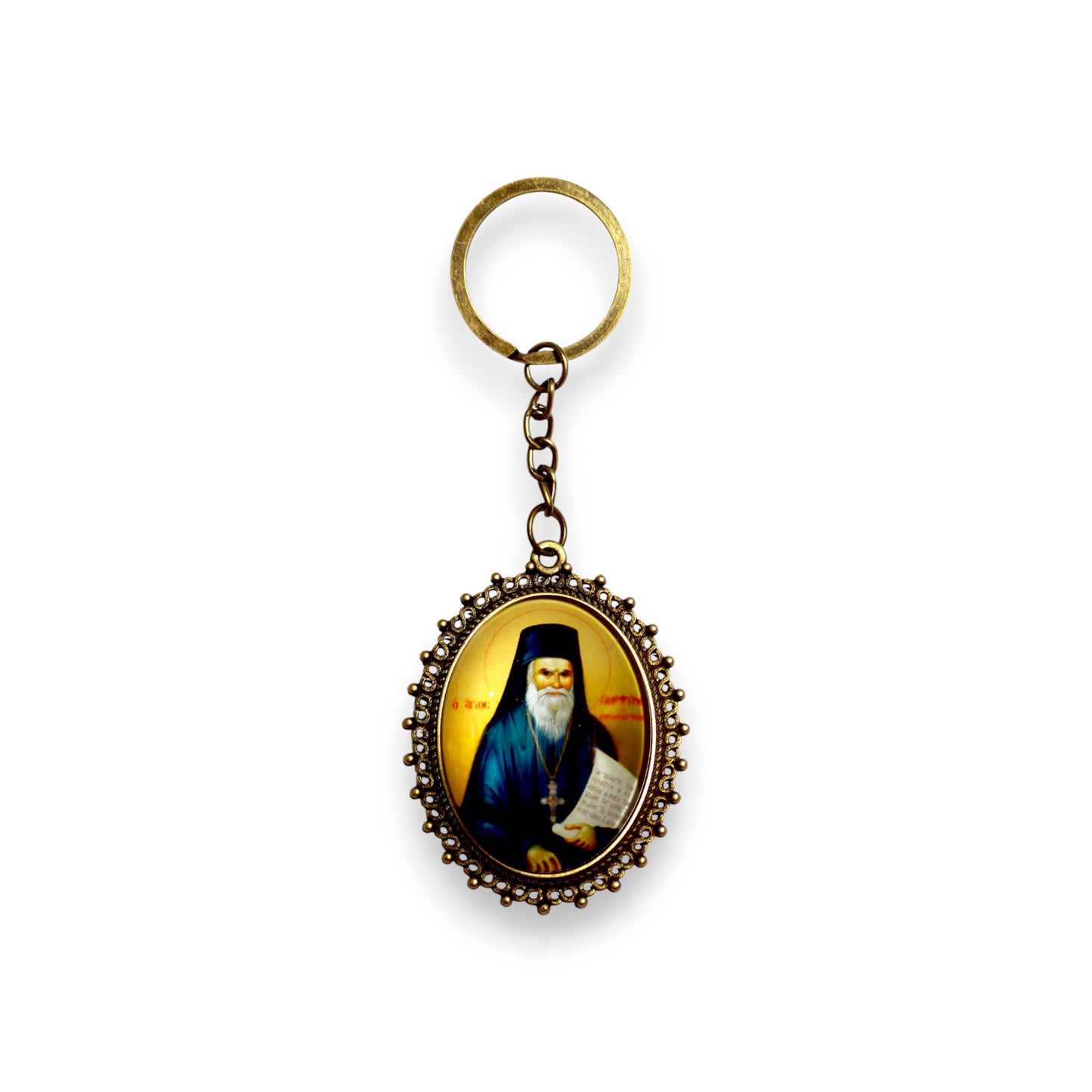 Μεταλλικό Μπρελόκ Άγιος Νικόλαος – Σε 14 Αγίους, Με Επικάλυψη Ρητίνης