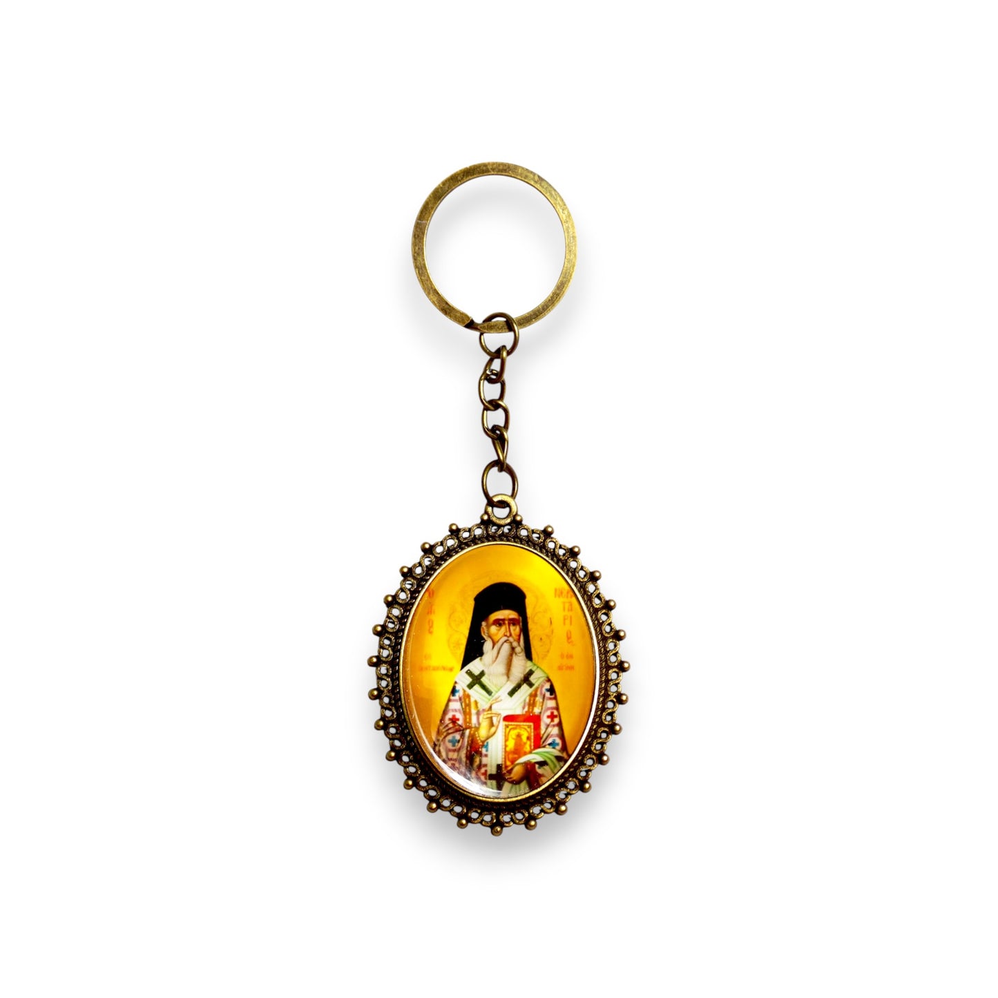 Μεταλλικό Μπρελόκ Άγιος Νικόλαος – Σε 14 Αγίους, Με Επικάλυψη Ρητίνης