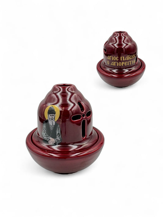 Καντήλι Πήλινο με απεικόνιση Αγίου Παϊσίου Μπορντό - 6 Χρώματα