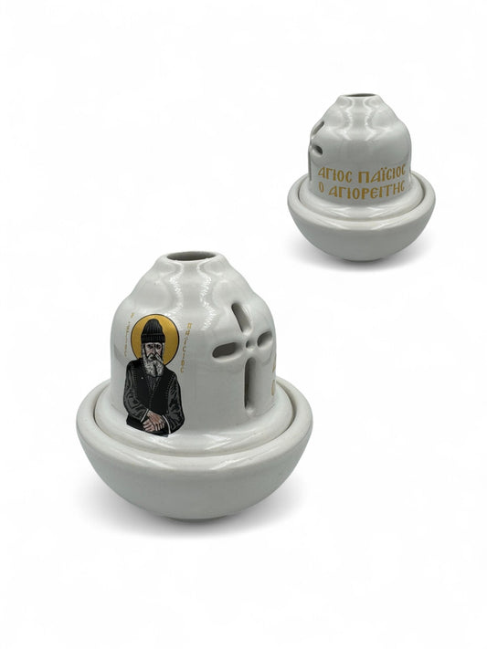 Καντήλι Πήλινο με απεικόνιση Αγίου Παϊσίου Άσπρο - 6 Χρώματα
