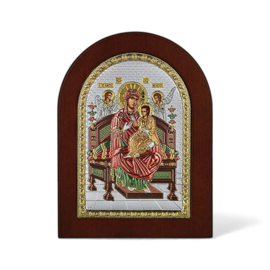 Παναγία η Παντάνασσα – Ασημένια Εικόνα Οβάλ Σμάλτο