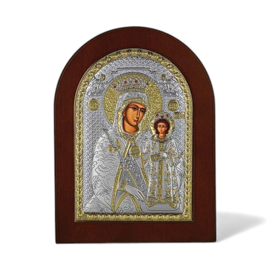 Παναγία Ρόδον το Αμάραντο – Ασημένια Εικόνα Οβάλ