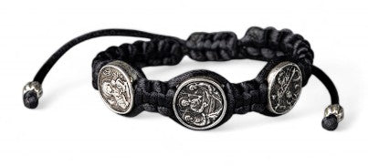 Βραχιόλι Μακραμέ με Επάργυρο Στοιχείο Παναγία Γοργοεπήκοος , Αγία Τριάδα , Αγίος Γεώργιος