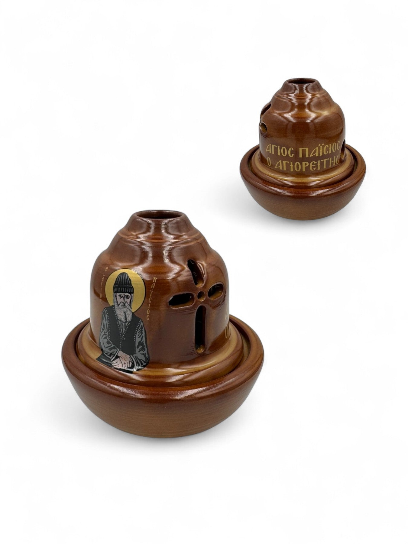 Καντήλι Πήλινο με απεικόνιση Αγίου Παϊσίου Μπορντό - 6 Χρώματα