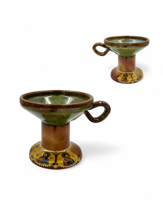 Λιβανιστήρι Πήλινο Μεσαίο Καφέ Πράσινο - 6 Χρώματα