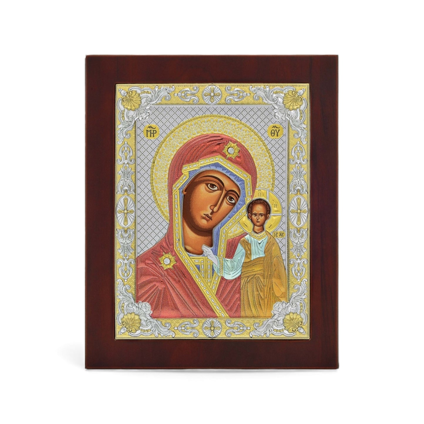 Παναγία Καζάν – Ασημένια Εικόνα Τετράγωνη Σμάλτο