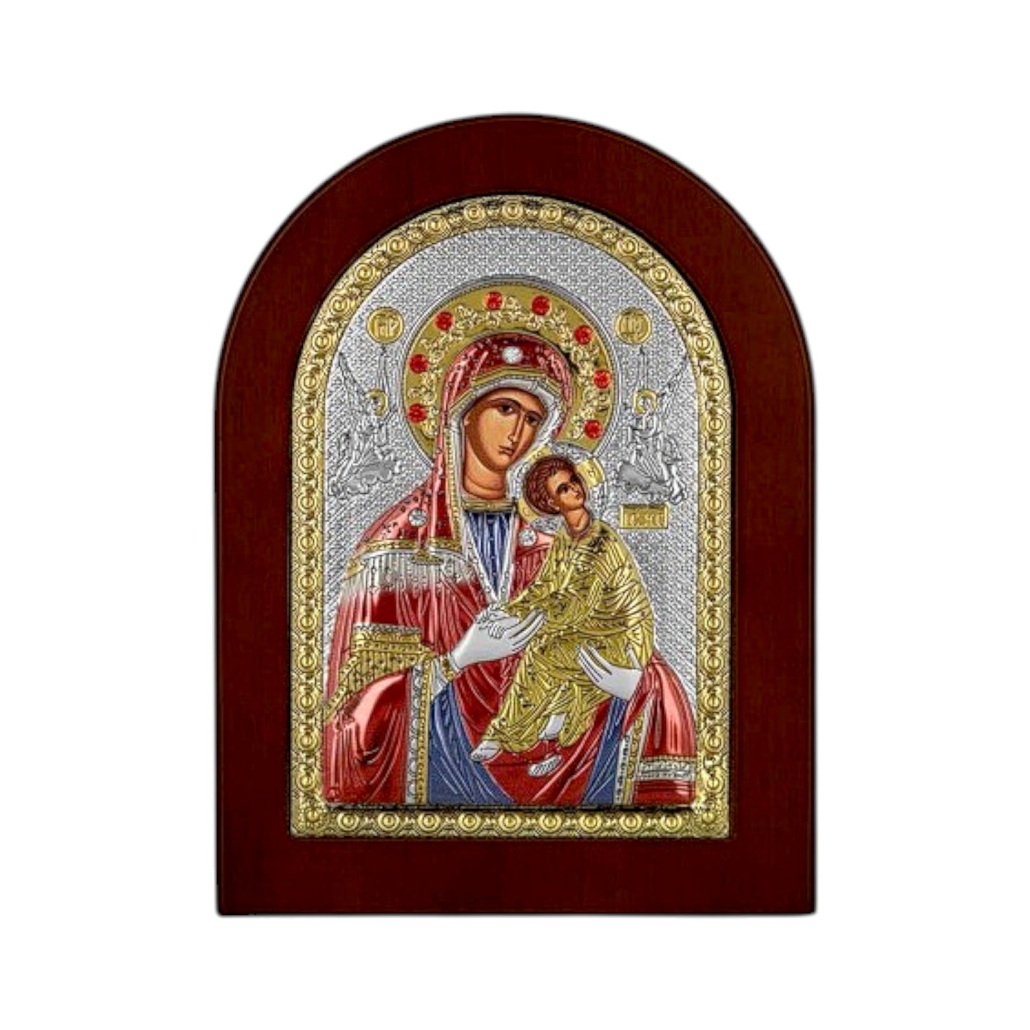 Παναγία η Αμόλυντος – Ασημένια Εικόνα Οβάλ Σμάλτο